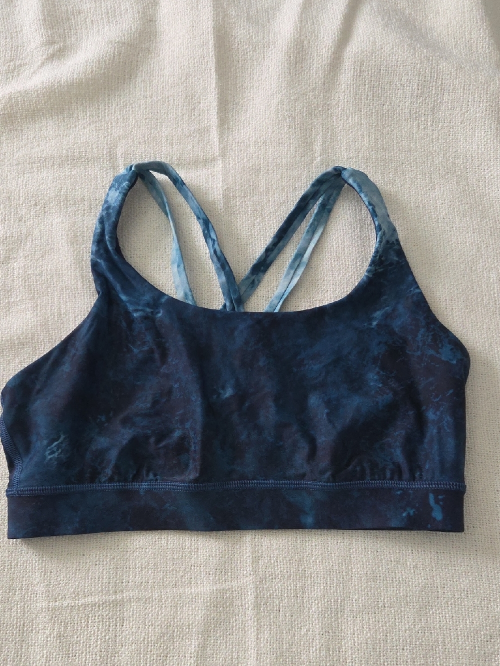 Lululemon Size 6 Blue Tie-Dye Strappy Sports Bra